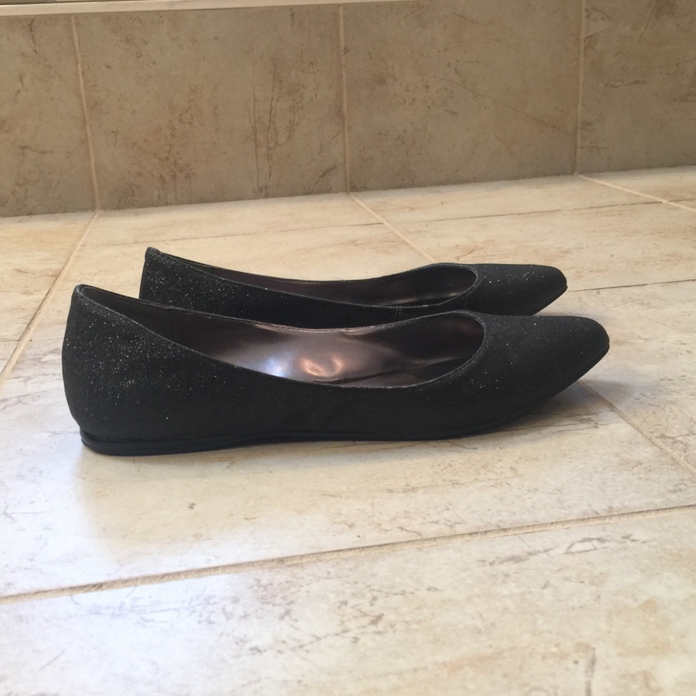 Nine west black sparkly flats size 7